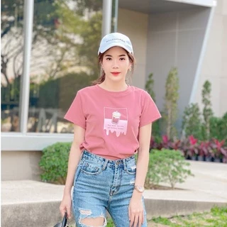 Jarika.shop - เสื้อยืด เสื้อยืดลายชาไข่มุก เค้ก ไอติม SWEET แขนสั้นแต่งลายน่ารักๆ ( ข83 )