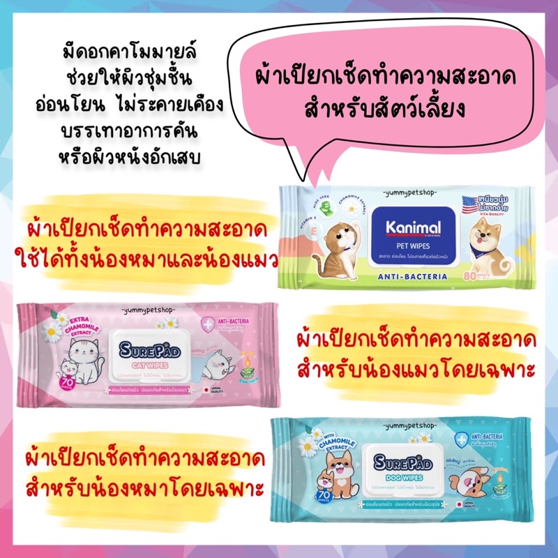 kanimal SurePad ผ้าเปียก ทิชชู่เปียก เช็ดทำความสะอาด สำหรับสัตว์เลี้ยง