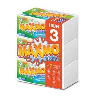 MAXMO BY CELLOX แม็กซ์โม่ ขนาด 90แผ่น/ห่อ ยกแพ็ค 3ห่อ กระดาษอเนกประสงค์ กระดาษชำระ กระดาษทิชชู่