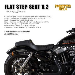 **ฟรีส่งผ่อน0%** Flat Step Seat V.2 สำหรับ Harley Sportster ทุกรุ่น 2010 ถึง ปัจจุบัน