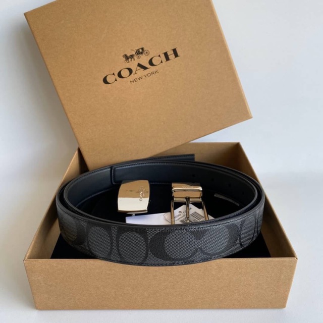 COACH SIGNATURE MOD PLAQUE HARNESS CUT-TO-SIZE REVERSIBLE BELT #F65242