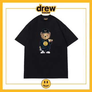bh เสื้อยืดแขนสั้น พิมพ์ลายหน้ายิ้ม Drew house Justin Biber สไตล์สตรีท สําหรับผู้ชาย และผู้หญิง
