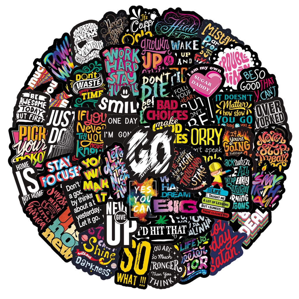 สติกเกอร์คําคมแรงบันดาลใจ 50 ชิ้น สําหรับตู้เย็น แล็ปท็อป กระเป๋าเดินทาง สเก็ตบอร์ด