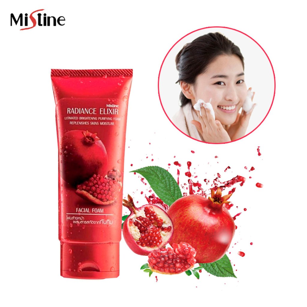 โฟมล้างหน้าทับทิม Mistine Radiance Elixir Facial Foam 80g. EXP 2026