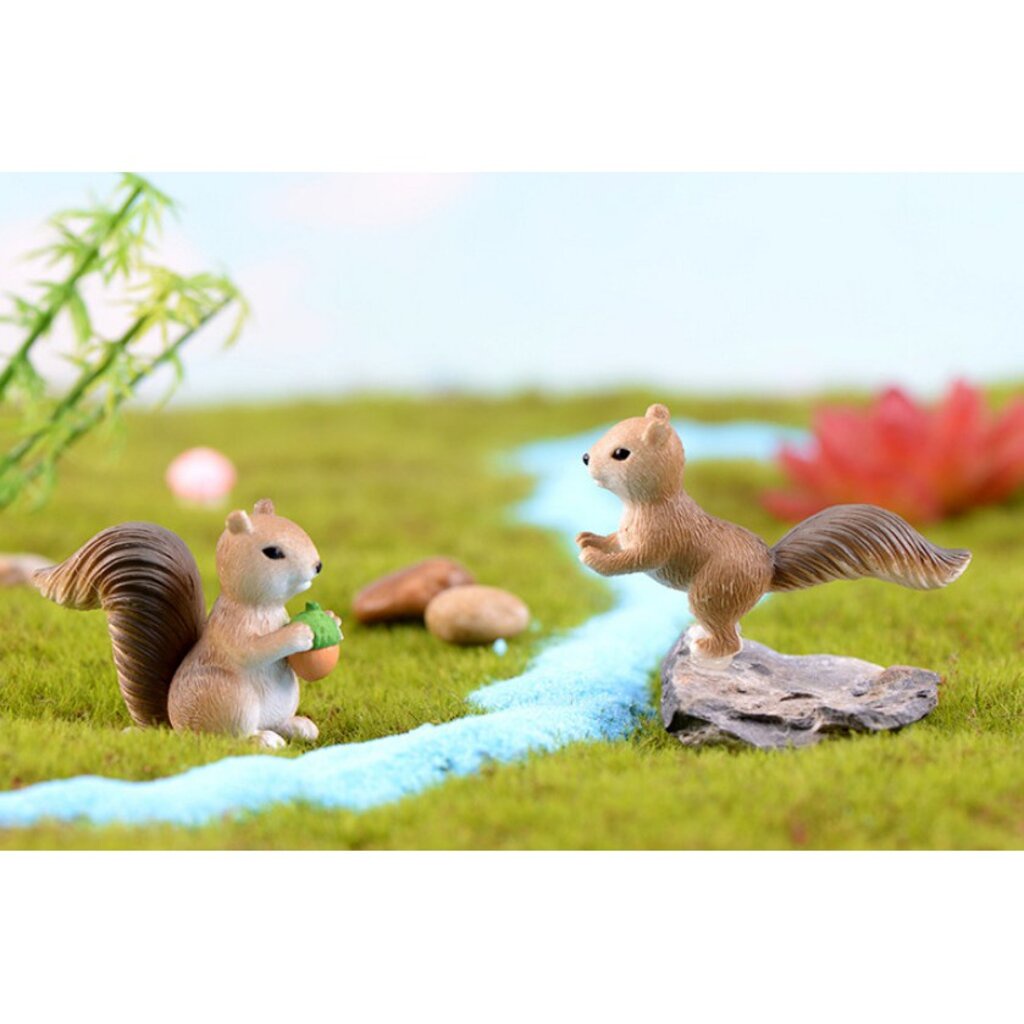 กระรอกน้อย [ เซต 4 ชิ้น ] ตุ๊กตาจิ๋ว โมเดลจิ๋ว แต่งสวน - รูปที่ 4