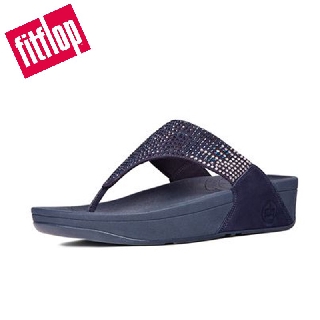 Fitflop รองเท้าโลชั่นสุขภาพสตรี GLITZY TOE-THONGS R24 พีวเตอร์น้ําเงิน