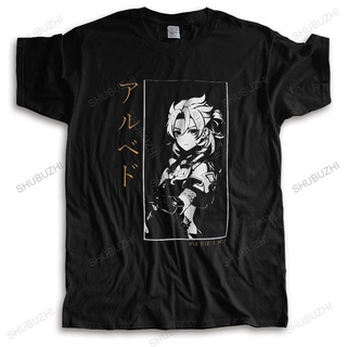 [S-5XL] เสื้อยืดแขนสั้น ผ้าฝ้าย พิมพ์ลายกราฟิกเกมอนิเมะ Cool Albedo Genshin Impact สไตล์สตรีท แฟชั่นฮาราจูกุ สําหรับผู้ช