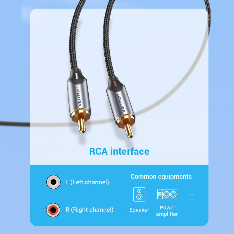 Vention 3 . 5 มม. To 2 RCA BCN สายสัญญาณเสียงหัวโลตัส อะแดปเตอร์สายเคเบิ้ลเสียง Male To Male สําหรับลําโพง Power Amplifier BCN