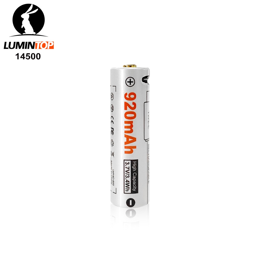 Lumintop 14500 ไฟฉาย Li-ion พร้อมพอร์ตชาร์จ TYPE-C ไฟฉาย 3.7V 920mah
