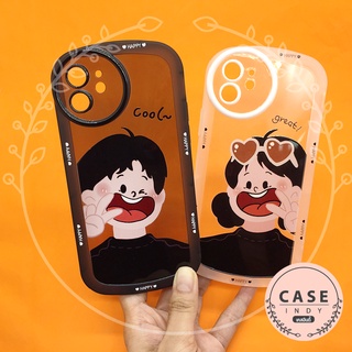 เคส 7+ 11 11ProMax 12 12ProMax 13 13ProMax 14 14Max 14ProMax เคสมือถือนิ่มใส TPU กันกล้องกลมพิมพ์ลายการ์ตูน