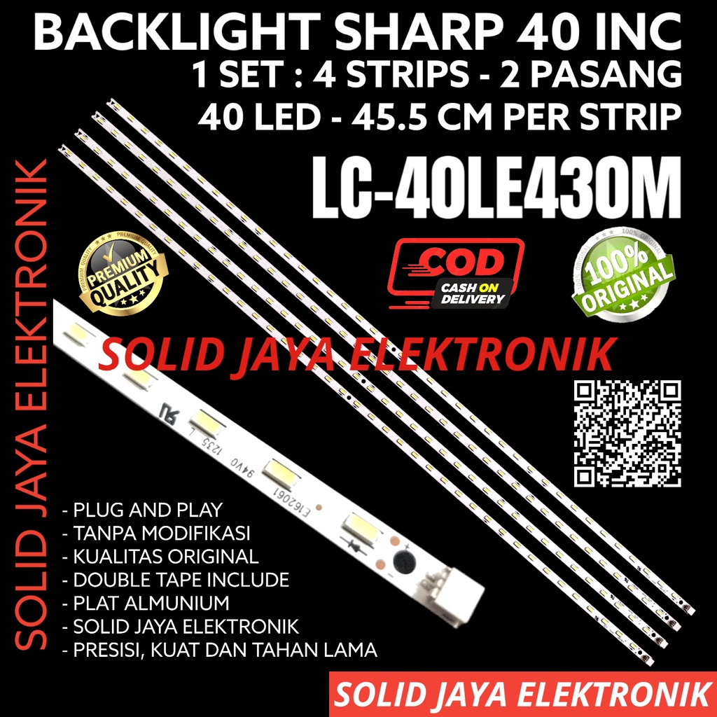 Sharp 40INC สายไฟ LED TV LC 40LE430M 40LE430M LC-40LE430 LC-40LE430M 40LE BL SMD LC40LE430 L-40LE430M M 40K 40 ปุ่ม 40 นิ้ว 40 นิ้ว 40 นิ้ว
