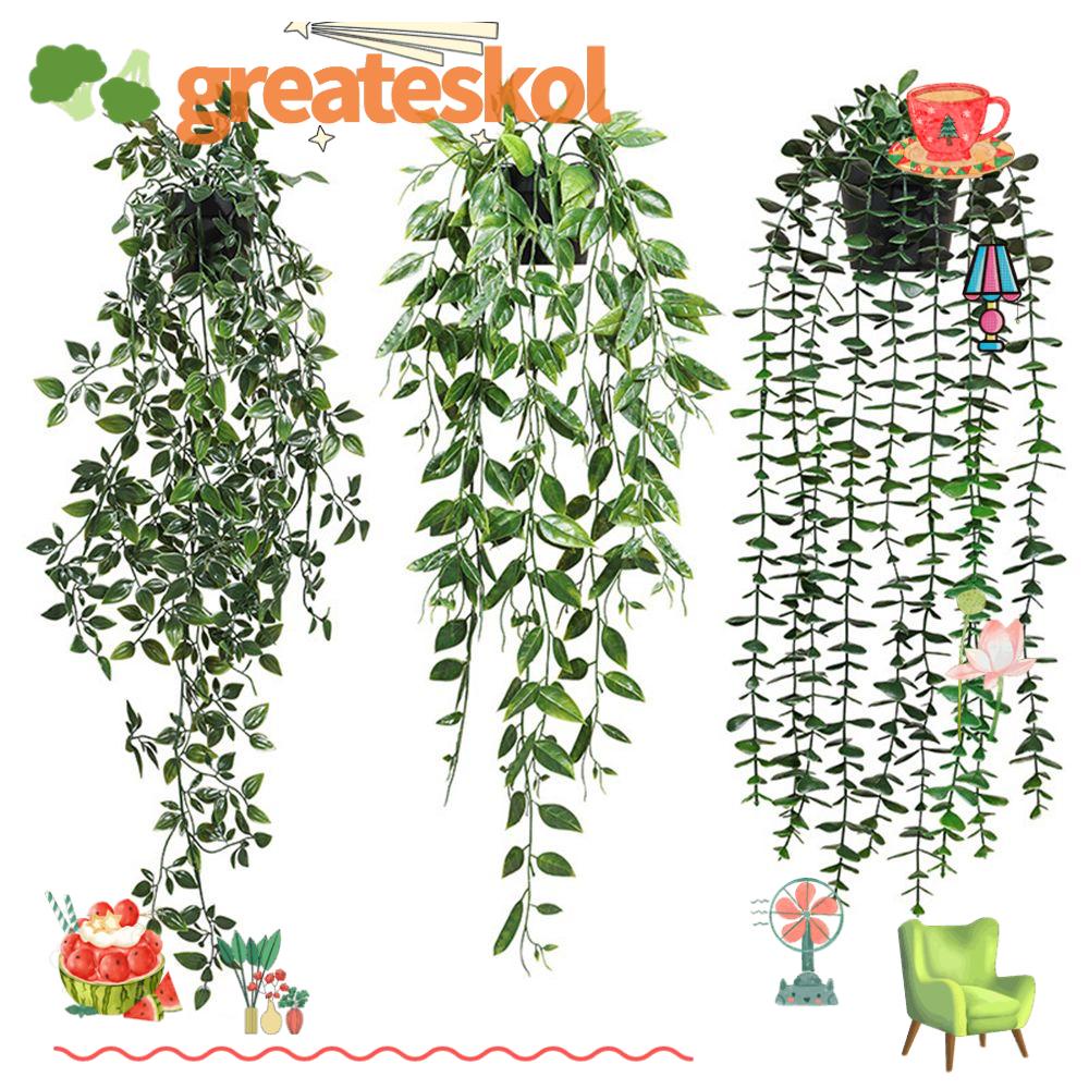 GREATESTIN ใหม่ เถายูคาลิปตัสประดิษฐ์ ใบไม้เลื้อยปลอม สําหรับแขวนตกแต่งผนังบ้าน ออฟฟิศ
