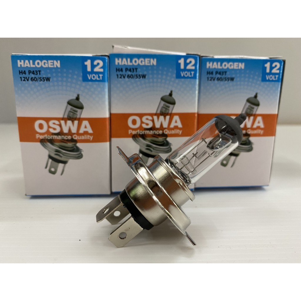 หลอดไฟหน้า H4 OSWA 12V. 60/55W ใช้ได้หลายรุ่นอาทิเช่นMTX,TFR,BIGM,L200ไซโคลน