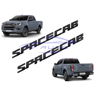 (2ชิ้น) SPACECAB LOGO แผ่นป้ายติดข้างรถ อีซูซุ ดีแม็กซ์ 2ประตู แคป 2021 2022 23 สีดำด้าน ISUZU D-MAX DMAX โลโก้ STICKER