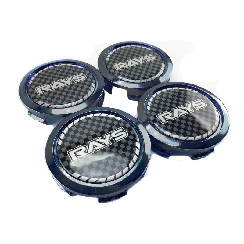 KK Racing ฝาล้อ ดุมล้อ ใส่ล้อแม็ก สติ๊กเกอร์ RAYS 73mm (สี ดำ)