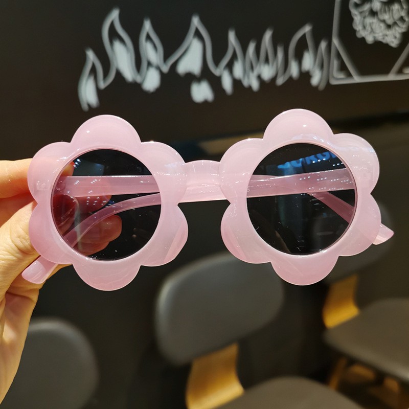 แว่นตากันแดด ทรงกลม ลายดอกไม้น่ารัก สีชมพู สไตล์วินเทจ แฟชั่นสําหรับเด็กผู้ชาย และเด็กผู้หญิง 2024