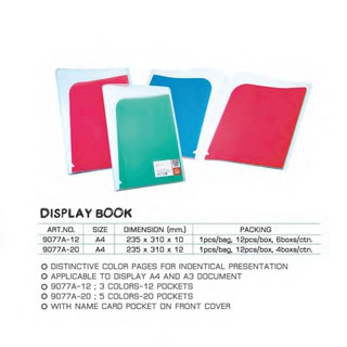 Flamingo No.9077A-12 Display Book แฟ้มสอดเอกสาร Size : 235 x 310 x 10 mm.