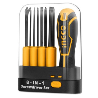 INGCO ชุดไขควงเปลี่ยนด้าม 8 in 1 (9 อัน) รุ่น AKISD0901 ( Interchangeable Screwdriver Set ) ไขควงชุด