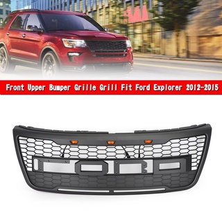 Areyourshop กระจังหน้ากันชนหน้าบนพอดีสำหรับ Ford Explorer 2012-2015 พร้อมไฟสีเทา หุ้นท้องถิ่น