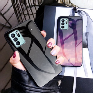 เคสโทรศัพท์กระจกเทมเปอร์สตาร์รี่สกายสำหรับ OPPO Reno6 Reno6Z Reno6Pro Reno5 Reno5Pro Reno5F Reno5Z OPPOA94 เรโน Reno 6 6Z 5 F Z 5F 5Z Pro plus A94 CPH2251 4G 5G Case ฝาหลังแบบแข็งกันกระแทก, ปลอกสีสันสดใสป้องกันรอยขีดข่วน, เคสมือถือลายพระจันทร์และดาวสวยๆ