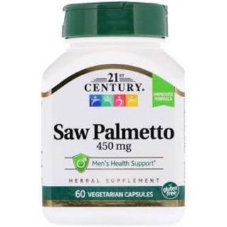 Saw Palmetto สารสกัดซอว์ปาลเมตโต้ 450 mg 60 Vegetarian Capsules (21st Century) บำรุงต่อมลูกหมาก ป้องกันผมร่วง ลดสิว