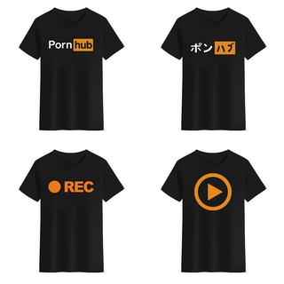 เสื้อยืดคอกลม พิมพ์ลาย Pornhub Rec สีดํา สีขาว สําหรับผู้ชาย และผู้หญิง