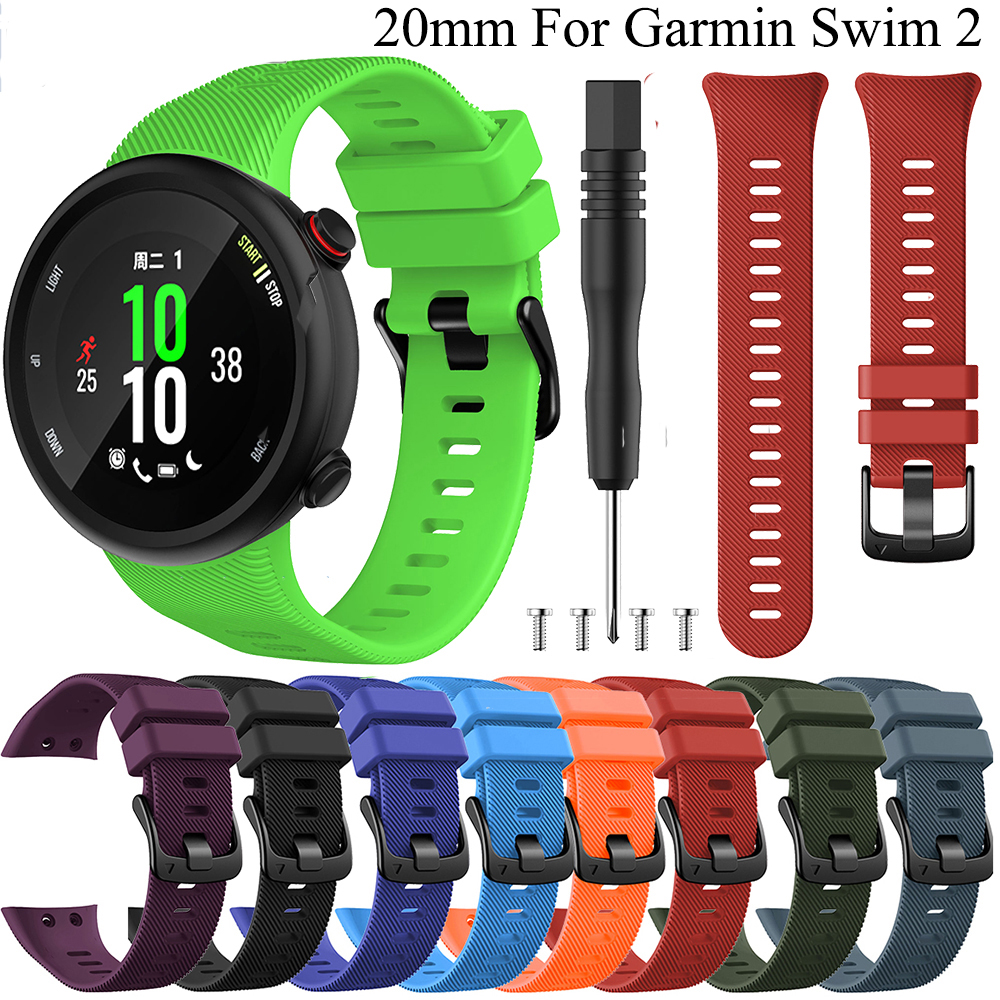 สายนาฬิกาข้อมือซิลิโคนสําหรับ Garmin Forerunner 45 / Garmin Swim 2 Smart Watch