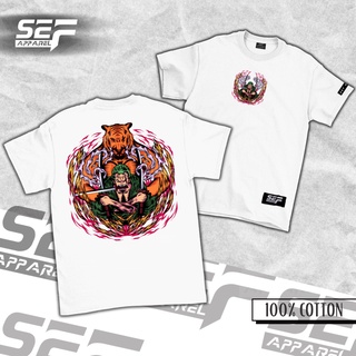 เสื้อยืดSEF Apparel Anime Series Unisex T-shirt RORONOA Zoro Tiger 100% cotton