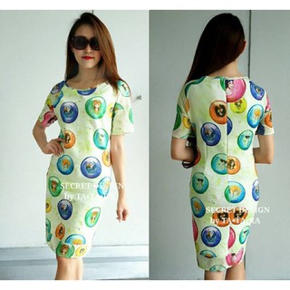 MOSCHINO DISNEY IN BUBBLE CUTE PRINT DRESS สีเขียว