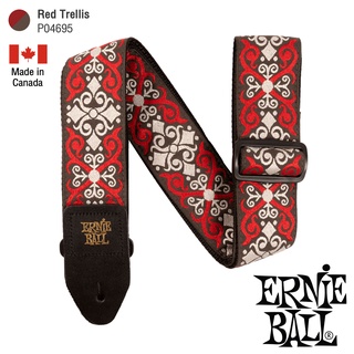 ERNIE BALL® P04695 Red Trellis Jacquard Strap สายสะพายกีตาร์ 3in1 ลวดลายศิลปะ สำหรับกีตาร์โปร่ง/กีตาร์ไฟฟ้า/กีตาร์เบส รุ