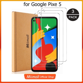 Miimall 3-PACK ฟิล์มกันรอยหน้าจ Google Pixe 5/4A 5G ฟิล์มกันรอยหน้าจอกระจกนิรภัย HD ความชัด 9H ความแข็ง พร้อมเคลือบ Oleophobic สำหรับ Google Pixel 5