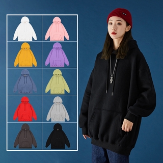 【sssuper solo】Women Korean Fashion Oversize Plain Long SLeeve Hoodies 10 Color