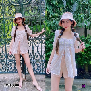 Set 3 ชิ้น เสื้อแขนตุ๊กตาปักดอกไม้ ผ่าหน้า