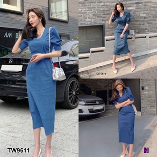 👗Pfashion [ส่งไว!!🚛] P9611 เดรสยีนแขนตุ๊กตา  doll sleeve denim dress