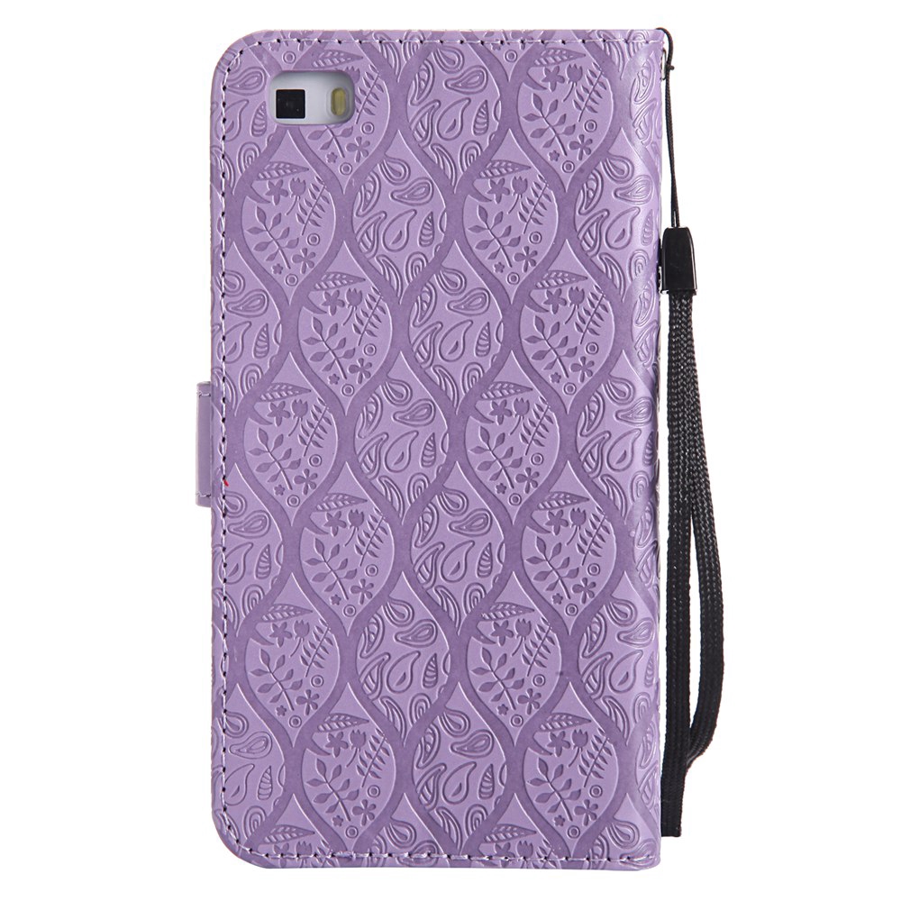 Fashion 3D Embossed Rattan Flower Flip Cover Huawei P8 Lite PU Leather Casing Huawei ALE-L21 Magnetic Buckle Lanyard Wallet Case #6