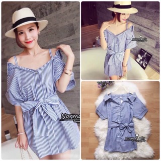 🏹ส่งฟรี👗เดรสเปิดไหล่