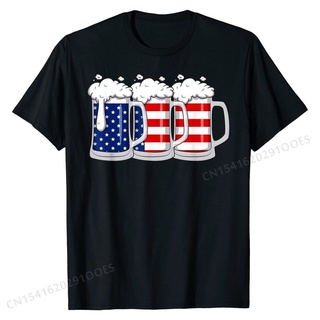เสื้อยืด ผ้าฝ้าย พิมพ์ลายธงอเมริกันเบียร์ 4th Of July USA Merica สําหรับผู้ชาย