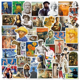 สติ๊กเกอร์ Van Gogh Mona Lisa กันน้ําสําหรับติดตกแต่งรถยนต์กระเป๋าเดินทาง 52 ชิ้น