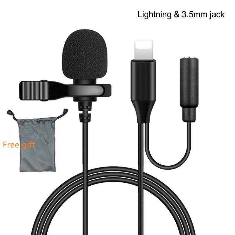 Lightning & แจ็ค 3.5 มม. ไมโครโฟนแบบหนีบเสื้อขนาดเล็ก ไมโครโฟนรอบทิศทางพร้อม Clip On System เหมาะสํา