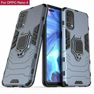 เคส OPPO Reno 4 เกราะกันกระแทกเจ้าของรถโทรศัพท์แม่เหล็กปลอกกับแหวนนิ้วฮาร์ดปกหลัง