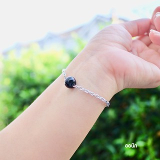 สร้อยข้อมือ หินนำโชค ออนิก (Black Onyx) ขนาด 10 มิล