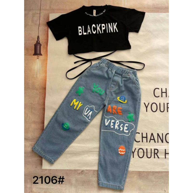 🍄🍄Set Black Pink ยีนส์