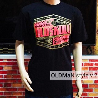 ผ้าฝ้ายคอกลมเสื้อยืด Oldskull ลายวินเทจfrom S-4XL