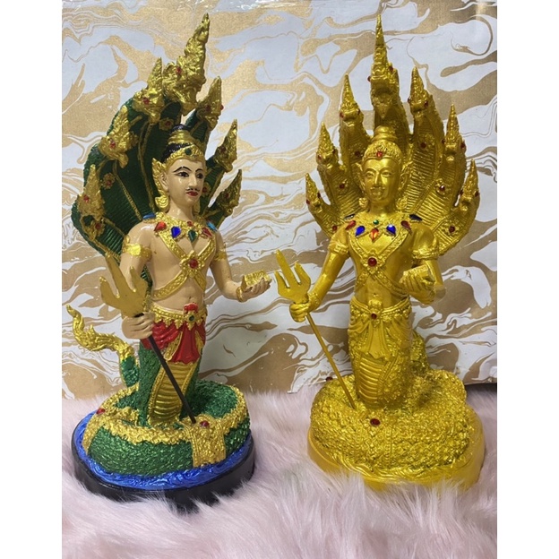 รูปปั้นปู่ศรีสุทโธ ปู่ศรีสุทโธย่าศรีประทุมมา องค์เทพนาคาผู้ยิ่งใหญ่ สูง17นิ้ว