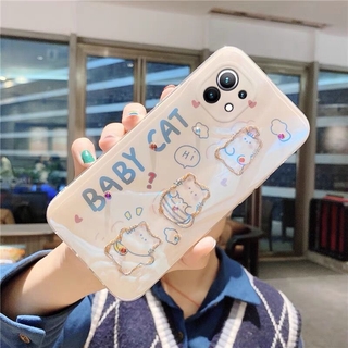 Ready 2021 New Case Xiaomi Mi 11 Lite Mi 10T Pro 5G เคส Case Blu-ray Luxury Rhinestone Bling Glitter Cute Cartoon Cat and Rabbit Soft Back Cover เคสโทรศัพท