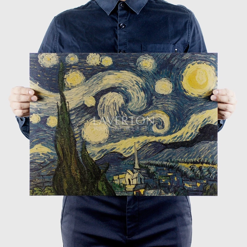 Van Gogh-Star/Nostalgic โปสเตอร์สีน้ํามันสไตล์วินเทจขนาด 36X47 ซม