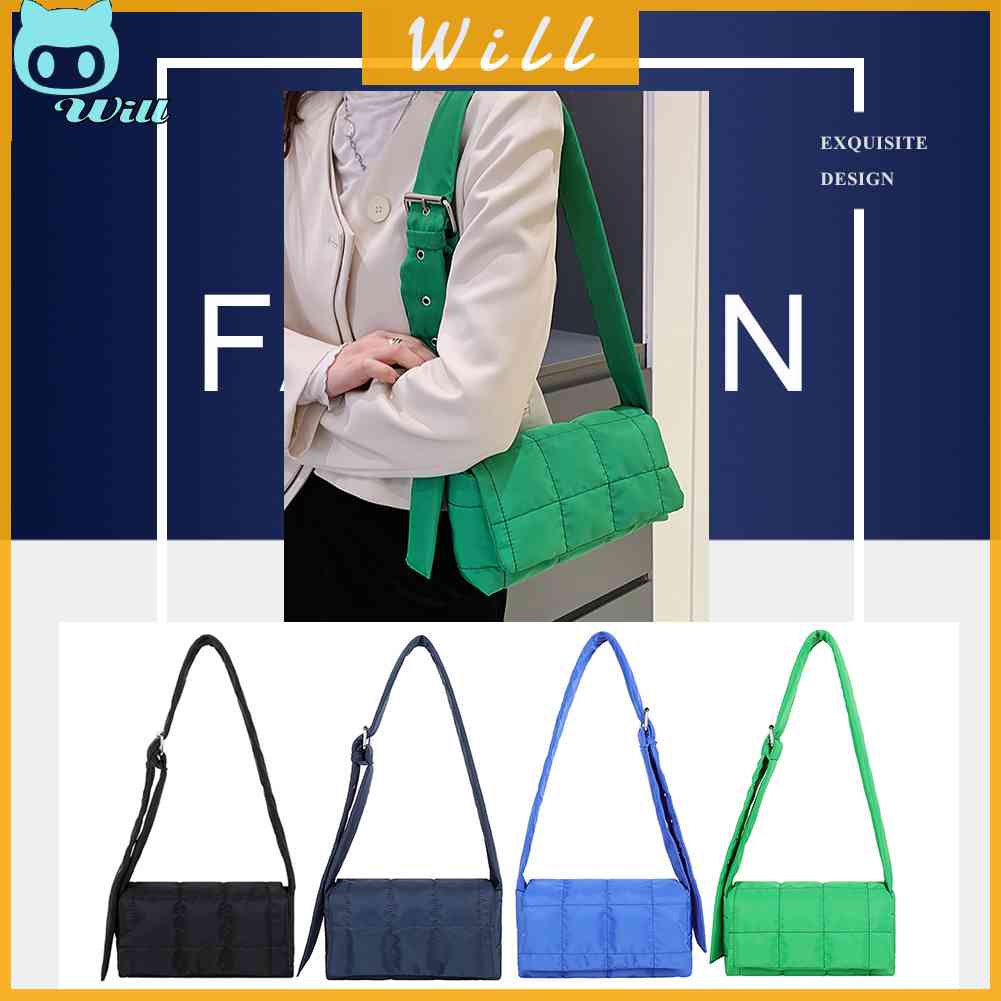 เริ่มต้น กระเป๋าสะพายไหล่ สะพายข้าง ผ้าฝ้าย และผ้าไนลอน สีพื้น สําหรับผู้หญิง