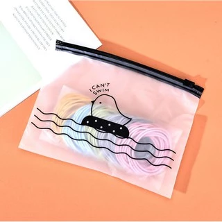 🐥ซองซิปพลาสติกขุ่น I can't swim✔️พร้อมส่ง (เลือกขนาด) ซอง เครื่องเขียน กระเป๋าดินสอ