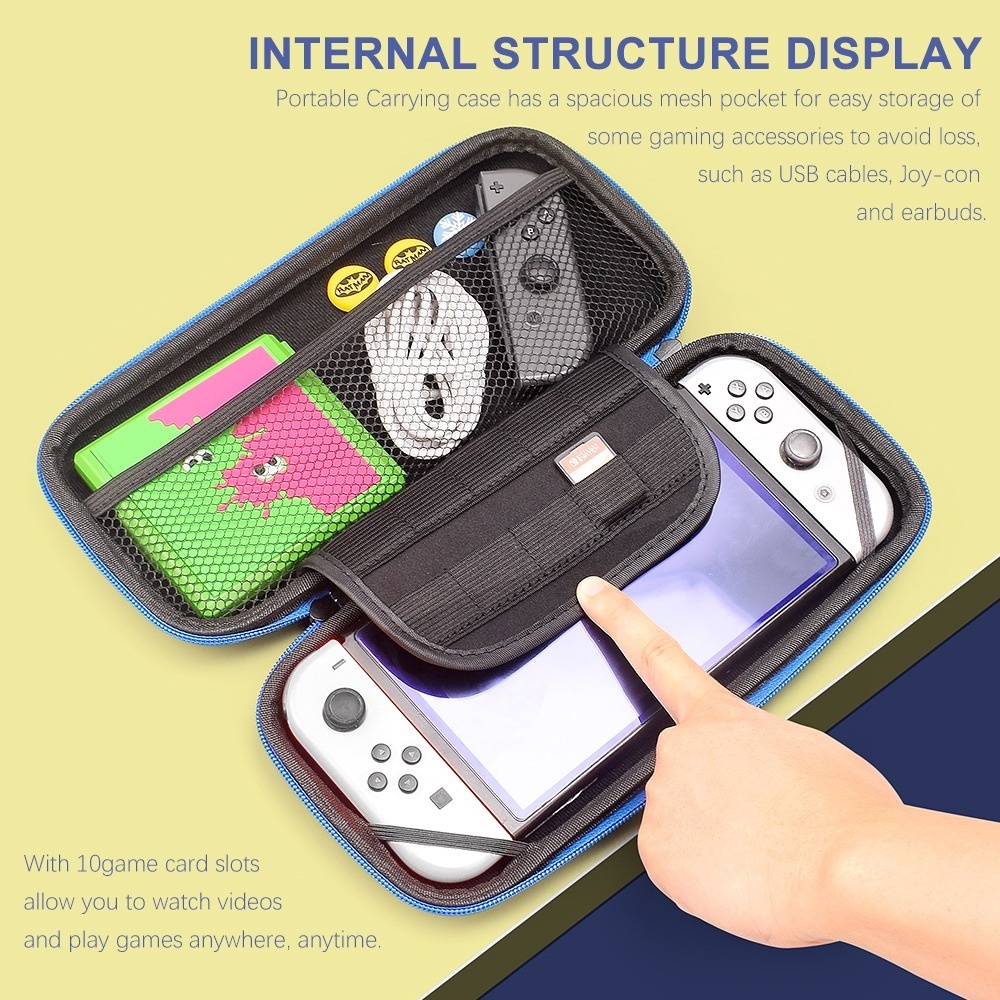 Accessories Kit for Nintendo Switch OLED Storage Carry Bag with 10 Game ...