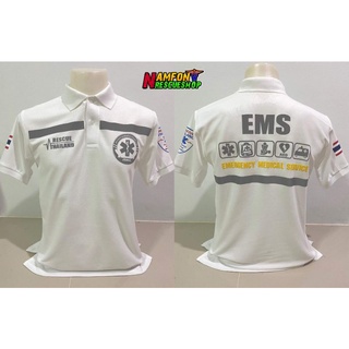 เสื้อโปโลสกรีนสะท้อนแสงEMS/EMT/EMR